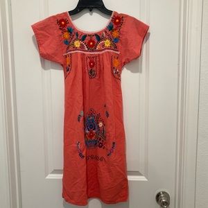 Girls Pink Embroidered Dress